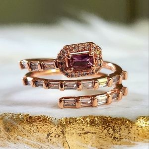 NWT Bomb Party 'Love and Be Loved' Dark Rubellite Rose Gold-Plated Ring - Size 9